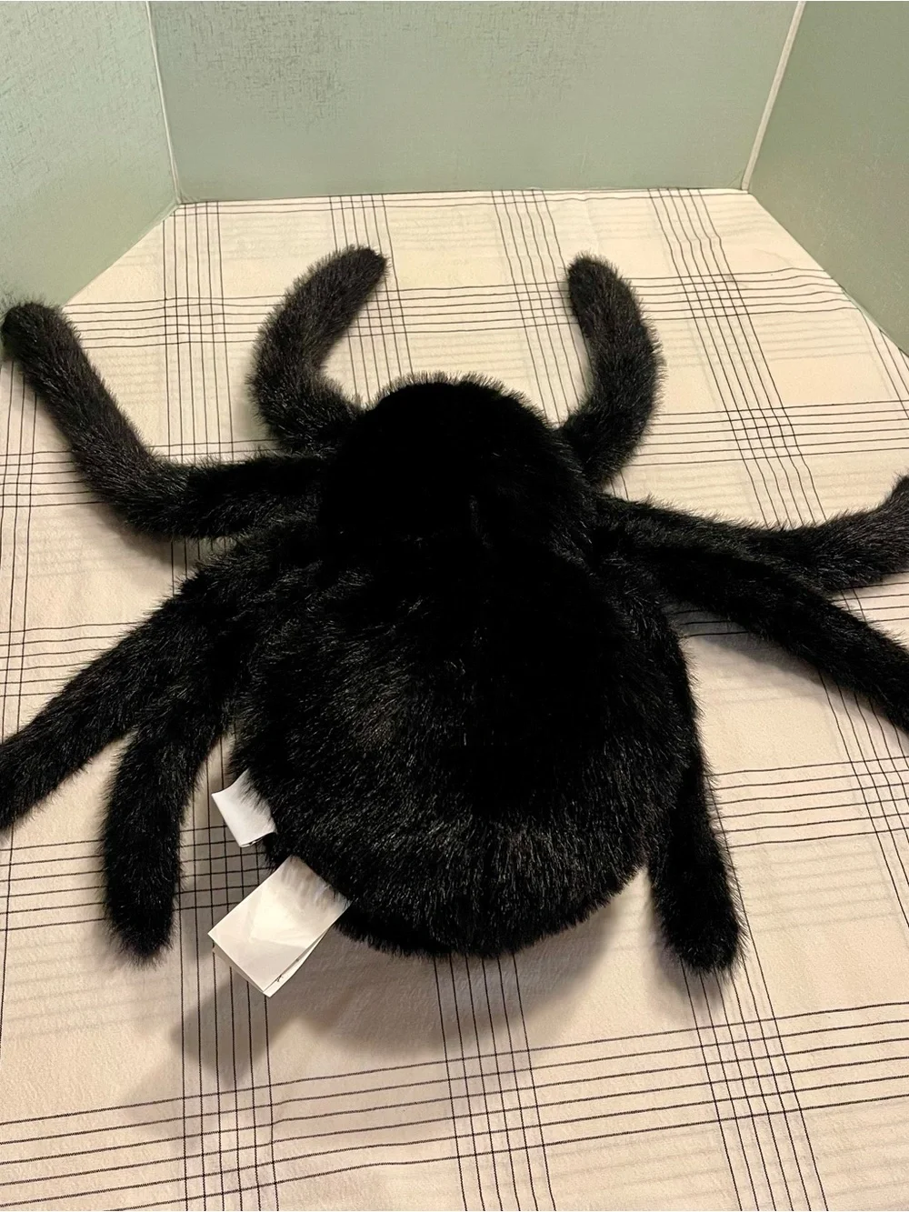 NWT MARTHA STEWART FAUX FUR Plush Black Fuzzy Spider Decor HALLOWEEN